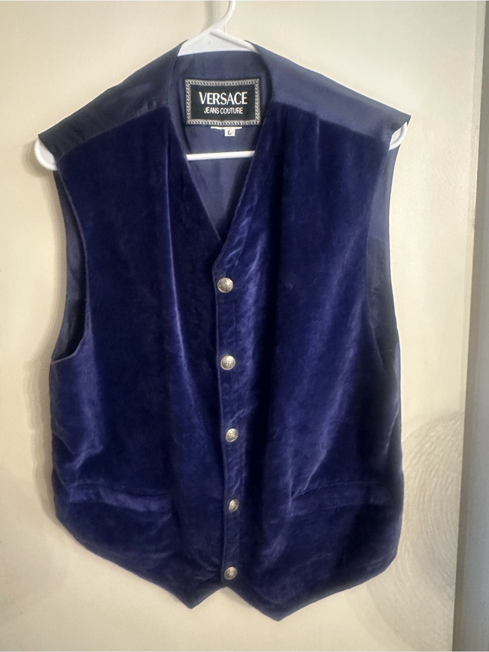 Versace Jeans Collection Men’s Deep Blue Velvet Button Vest